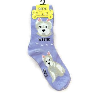 Foozys Westie Dog Pattern Crew Socks Purple Women One Size